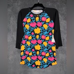 NWT LuLaRoe Vibrant Floral Randy Top With 3/4 Sleeves Size Medium